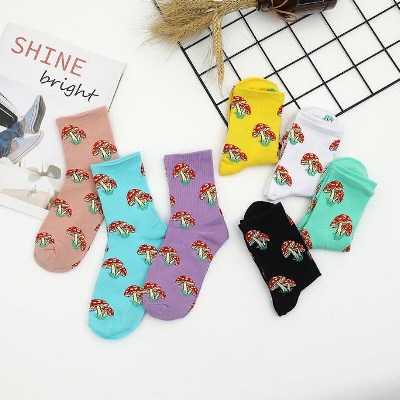 Crew Socks Factory - Bulk Frog Mushroom Jacquard Design