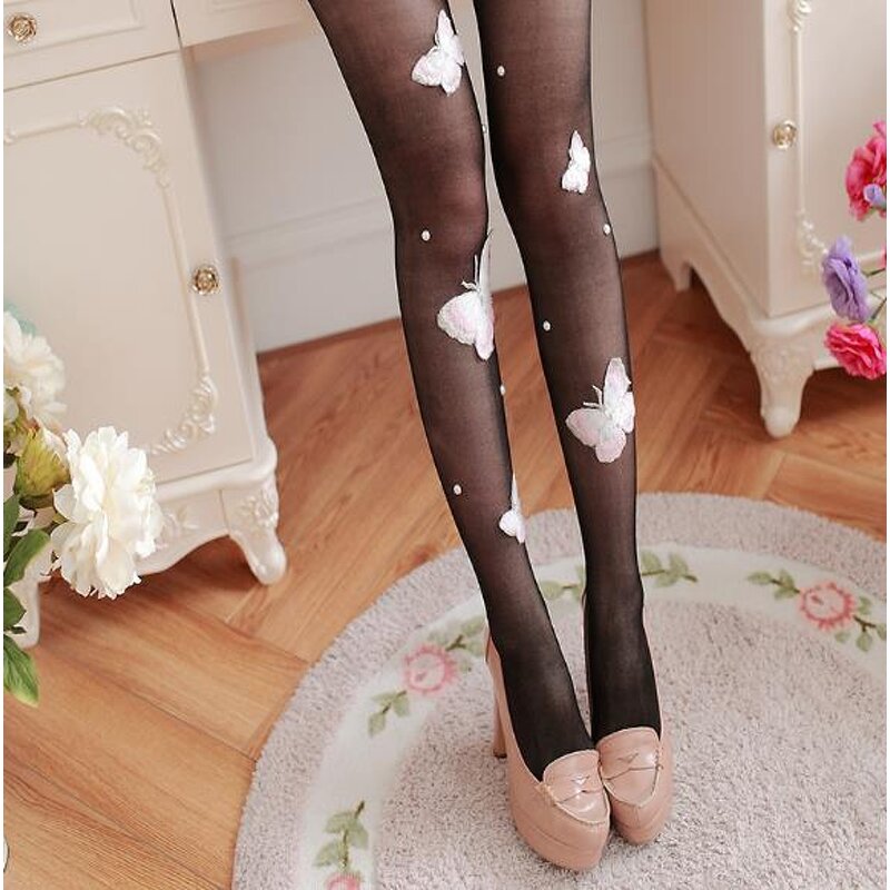 Pantyhose Manufacturer - OEM Butterfly Print Knee High