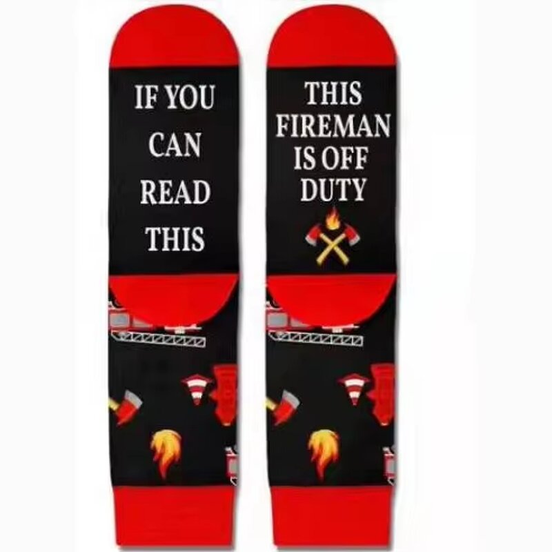 Funny Socks Manufacturer - OEM Firemen Letters Saying