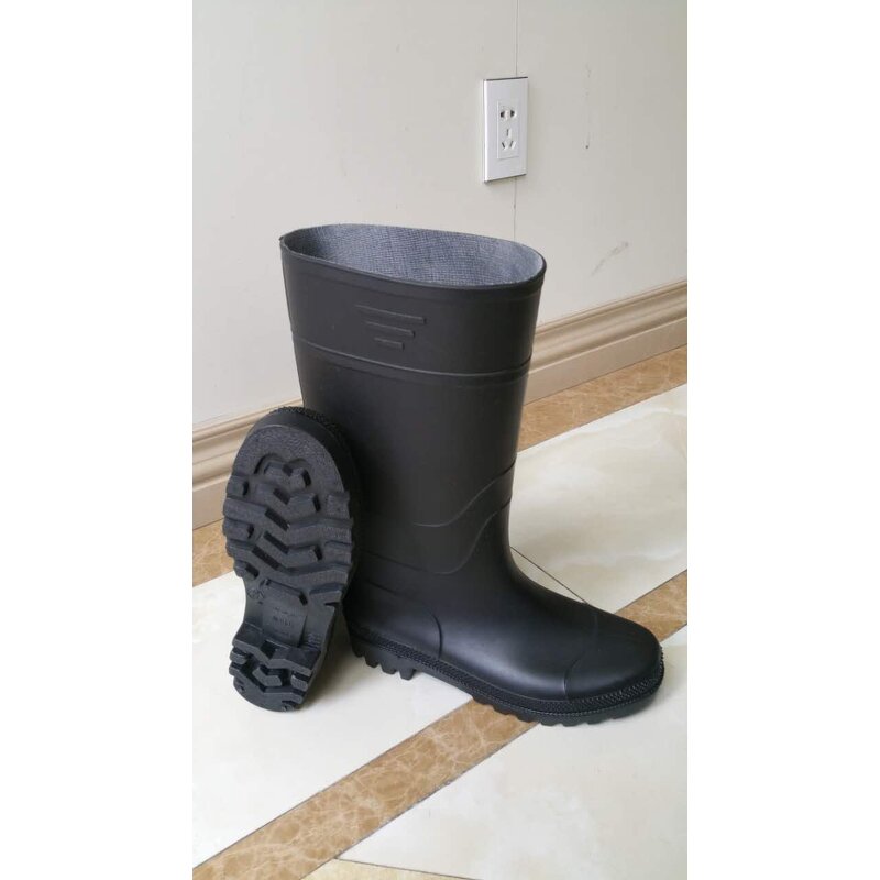 Rain Boots Factory - OEM Matte Black PVC Steel Toe Boots