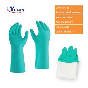 Nitrile Gloves Factory - OEM Green Oil Water Resistant Anti Slip