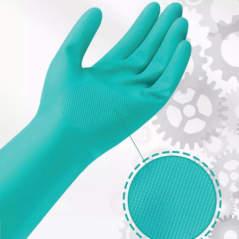 Nitrile Gloves Factory - OEM Green Oil Water Resistant Anti Slip