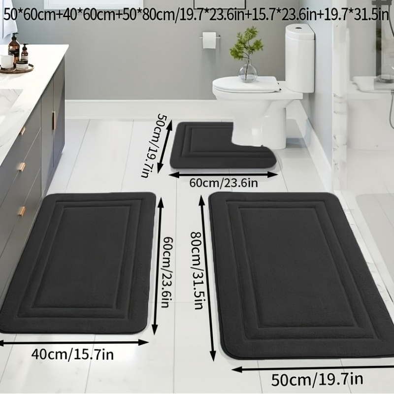 Bath Mat Factory - OEM Three-Piece Non-Slip PVC Backed Set