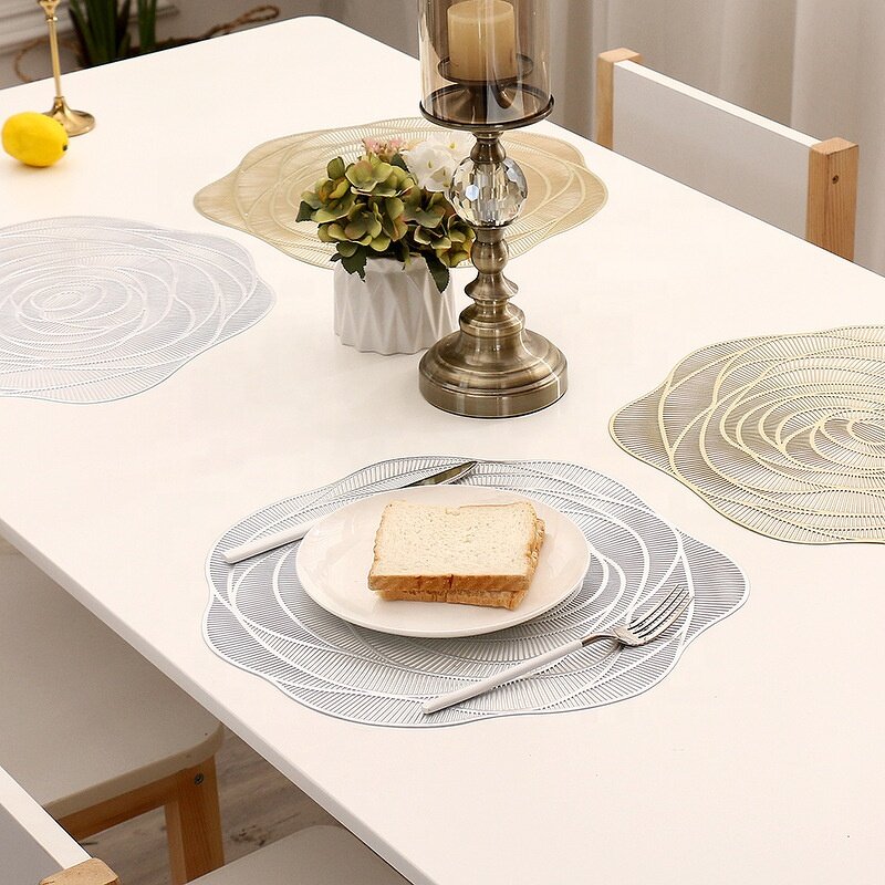 Table Mat Factory - OEM PVC Rose Gilded Coaster Supplier