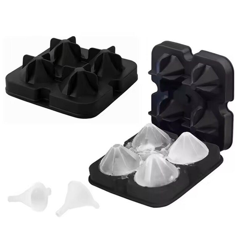 Ice Cube Tray Factory - OEM 4-Cavity 3D Diamond Mold