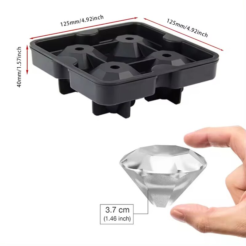 Ice Cube Tray Factory - OEM 4-Cavity 3D Diamond Mold