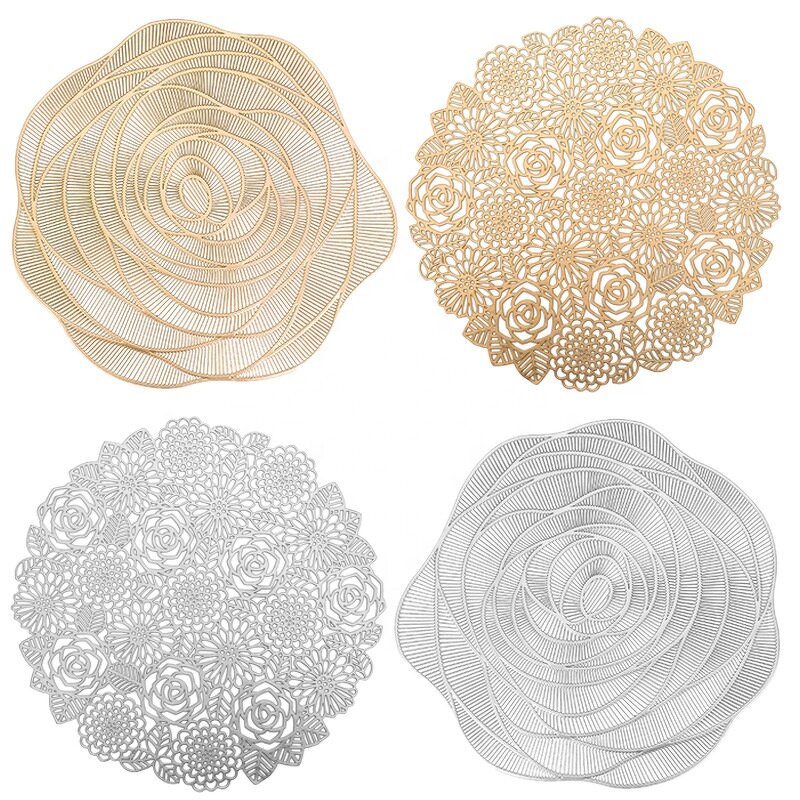 Table Mat Factory - OEM PVC Rose Gilded Coaster Supplier