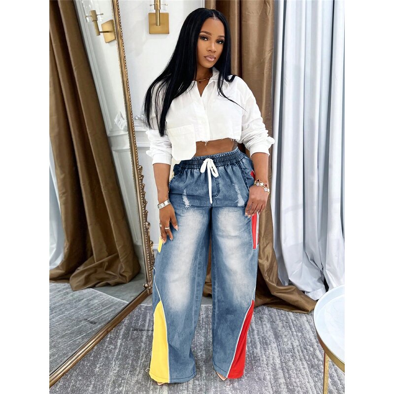 Jean Pants Women Factory - 2025 Pink Bow Button High Waist Denim