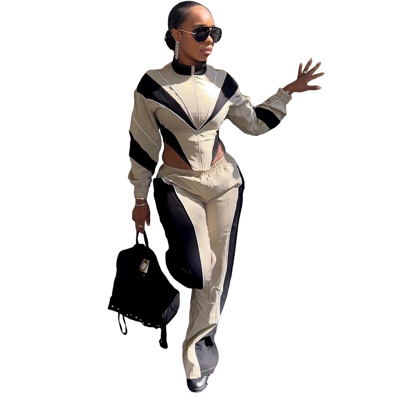 Two Piece Set Women Factory - Spring Faux Fur Backless Top Pants