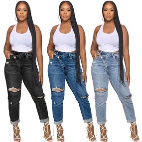 Pants Women Manufacturer - Spring Tassel Micro Flared Washed Cotton