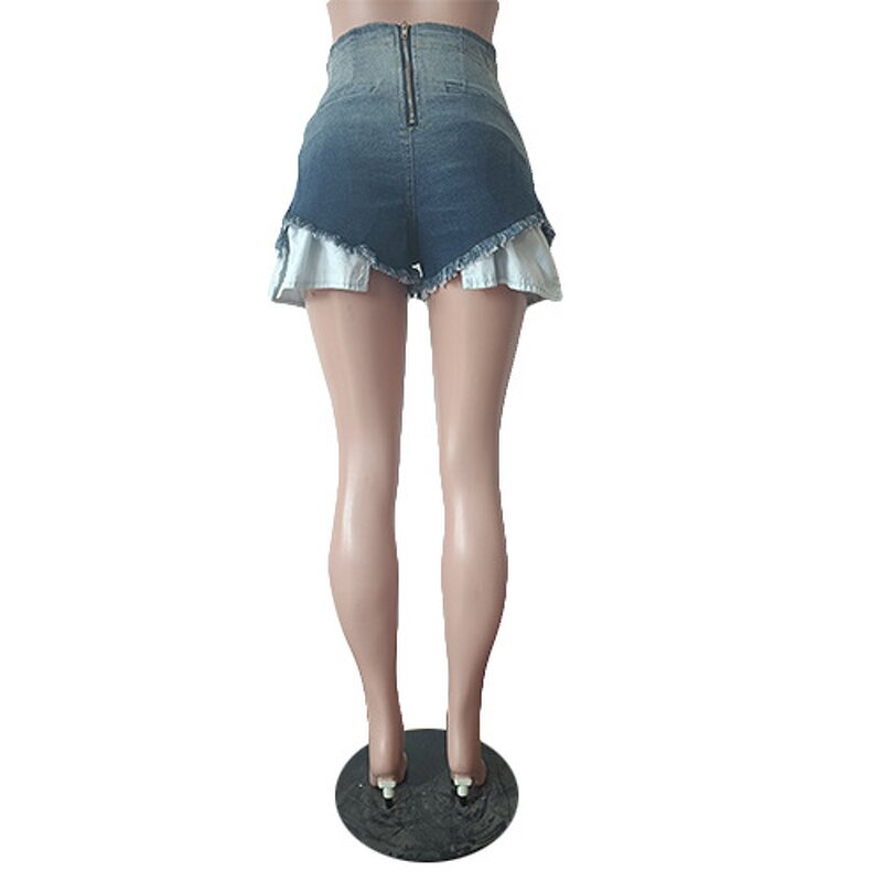 Denim Shorts Women Factory - 2025 Gradient Zipper High Waist