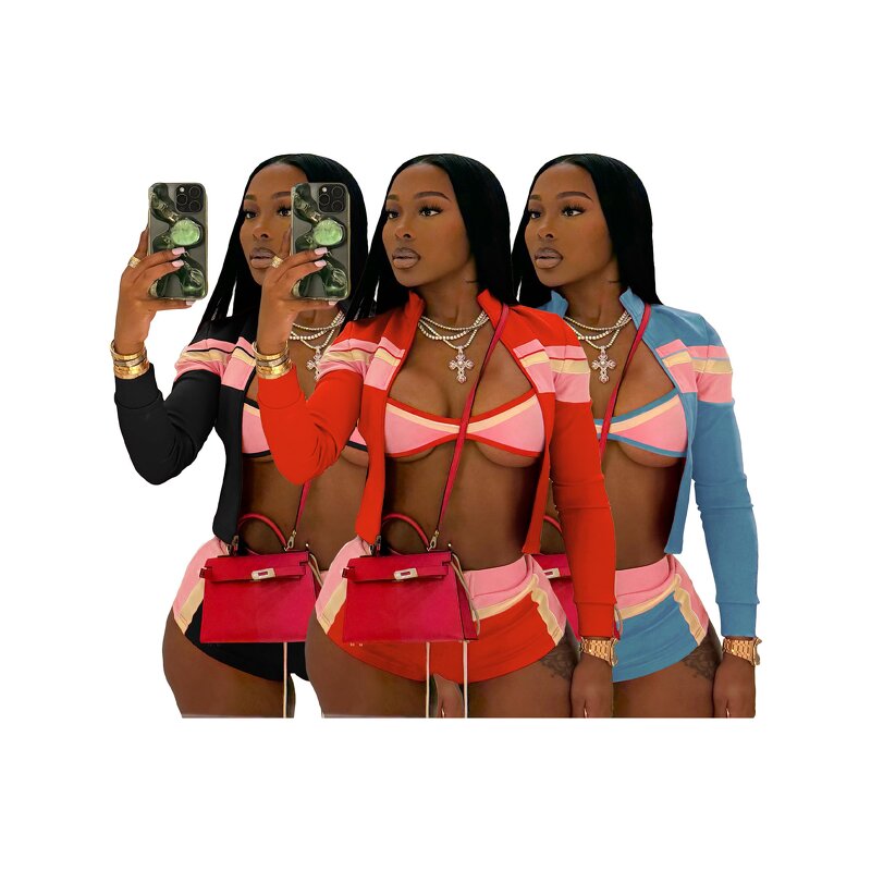 Tracksuit Set Women Factory - Custom Patchwork Shorts 3 Piece