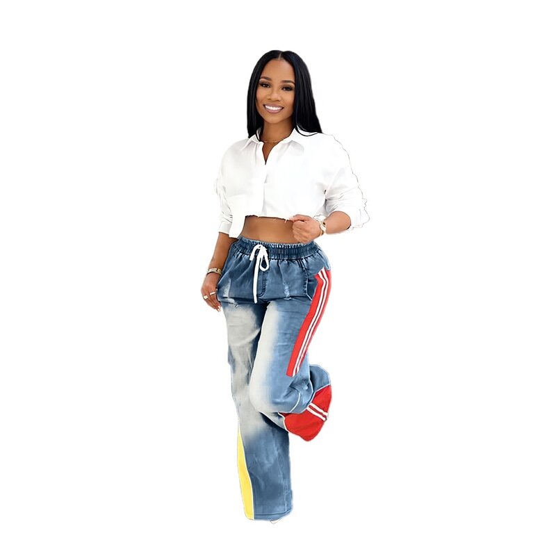 Jean Pants Women Factory - 2025 Pink Bow Button High Waist Denim