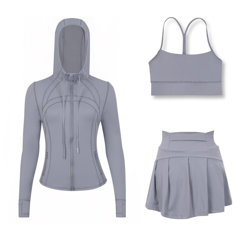 Sportswear Set Women Factory - Custom Gold Zipper Jacket Leggings