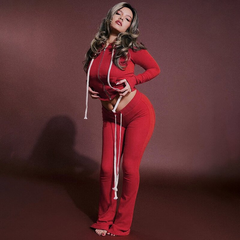 Tracksuit Women Factory - 2025 Fall Velvet Striped Crop Top Pants