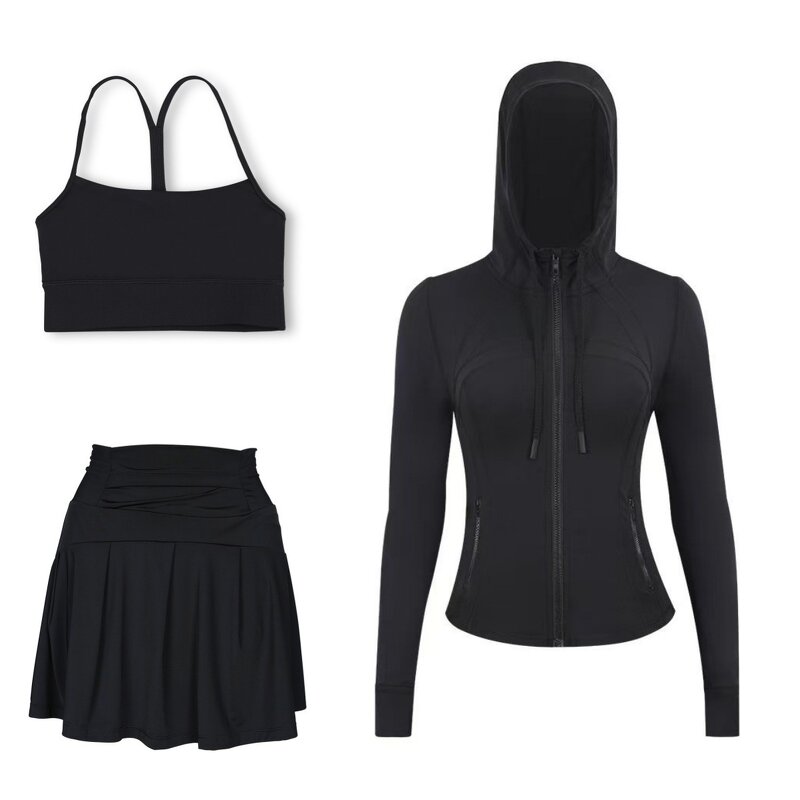 Sportswear Set Women Factory - Custom Gold Zipper Jacket Leggings