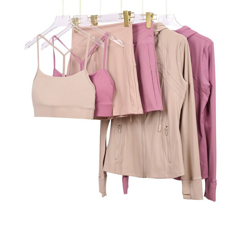 Sportswear Set Women Factory - Custom Gold Zipper Jacket Leggings