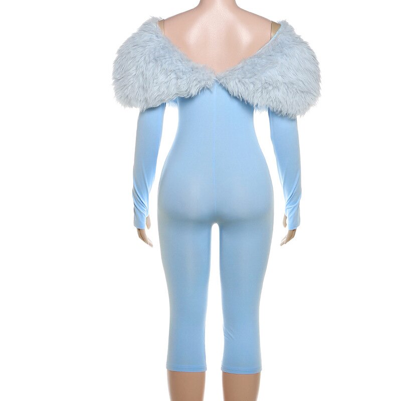 Jumpsuit Women Manufacturer - Autumn Winter Fur Collar V Neck
