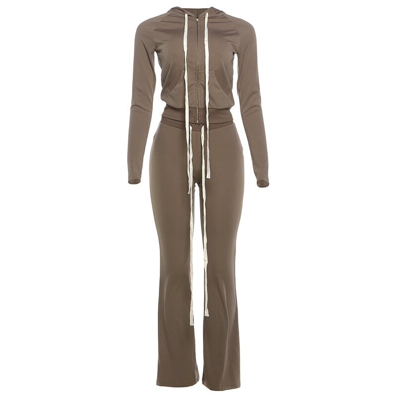 Tracksuit Women Factory - 2025 Fall Velvet Striped Crop Top Pants