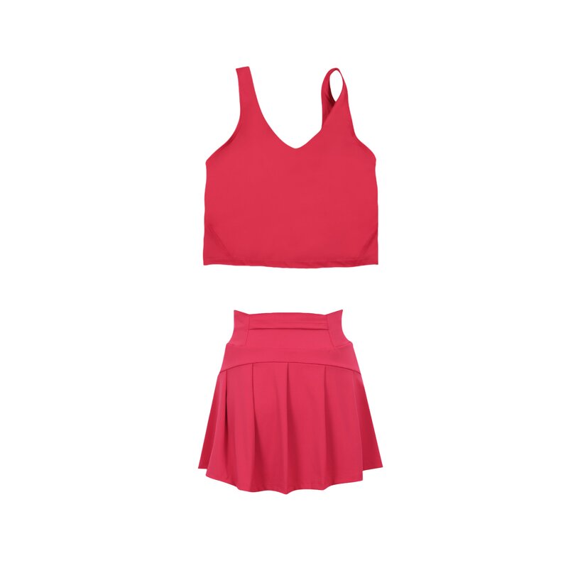 Two Piece Set Women Manufacturer - Sleeveless Hollow Out Tank Tennis