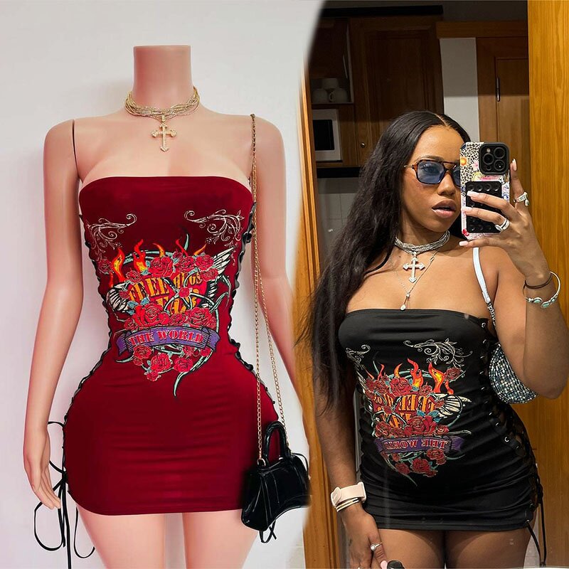 Club Dress Women Manufacturer - 2025 Summer Slim Print Sling Mini