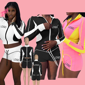 Sportswear Sets Women Factory - Custom Logo Contrast Color Tracksuit