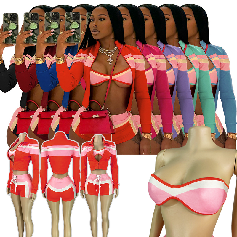 Tracksuit Set Women Factory - Custom Patchwork Shorts 3 Piece