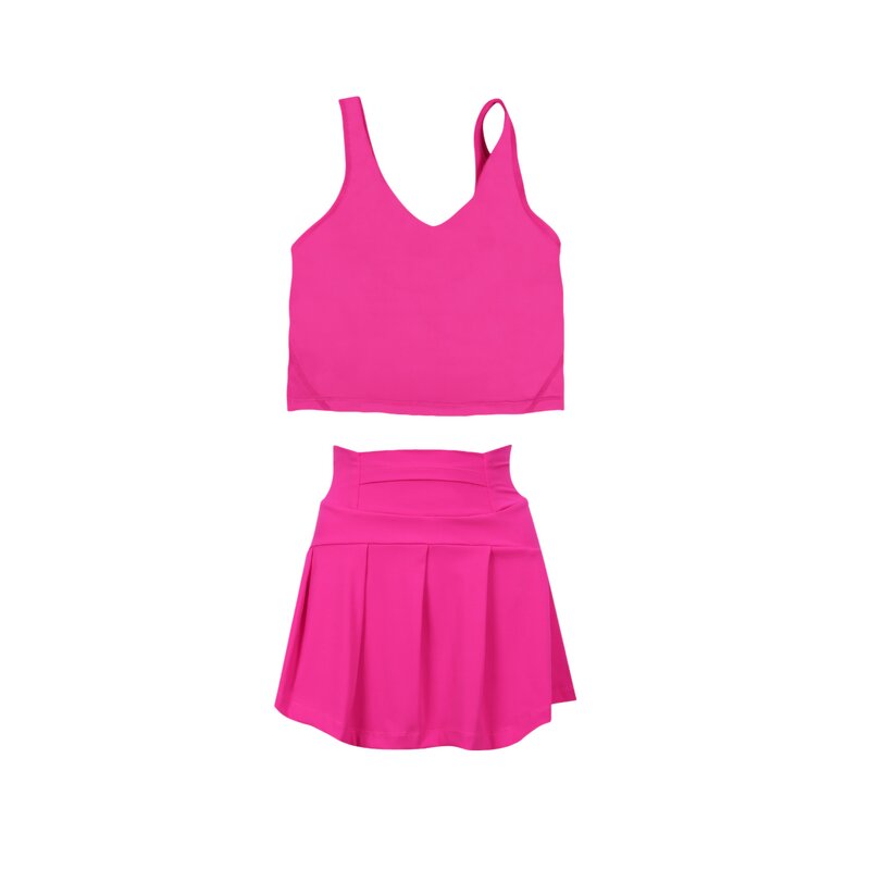 Two Piece Set Women Manufacturer - Sleeveless Hollow Out Tank Tennis