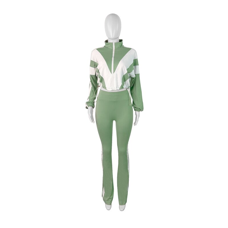 Sweat Suit Women Manufacturer - Two Pieces Stretch Crop Top Pants