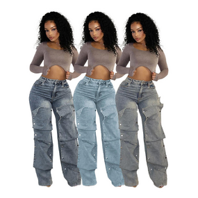 Jeans Women Manufacturer - High Street Workout Pocket Washed Loose