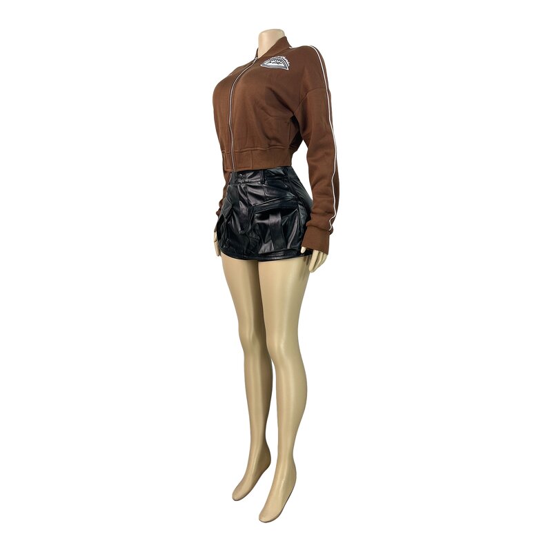 Leather Jacket Women Manufacturer - Fall Pu Leather Crop Coat Sexy