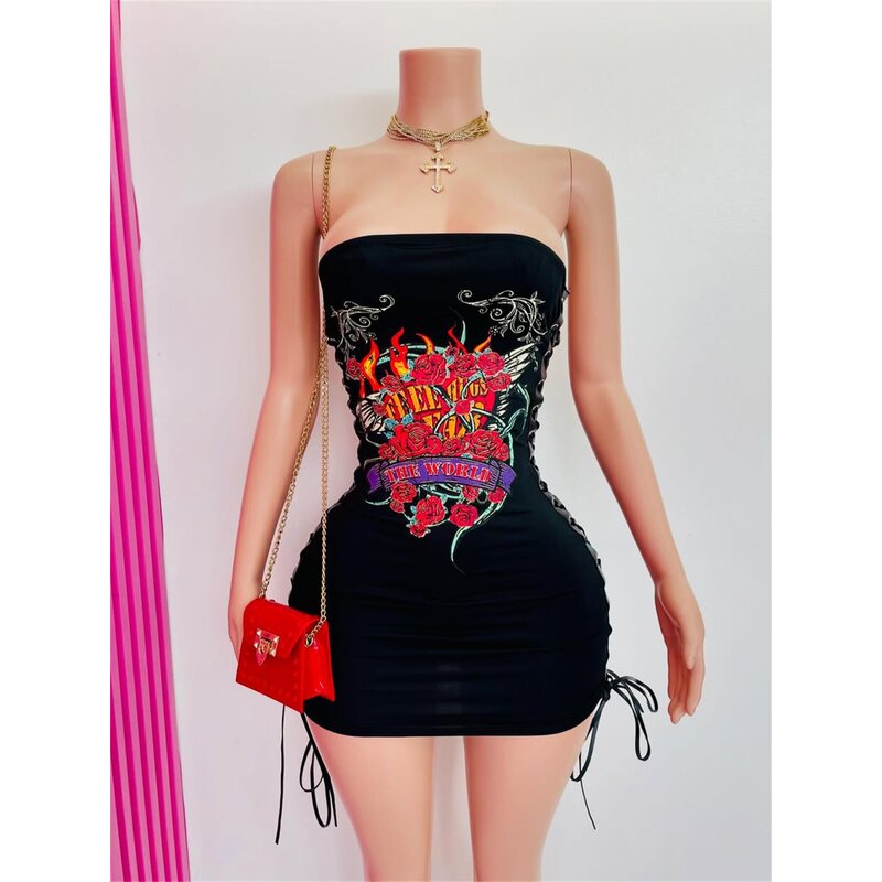 Club Dress Women Manufacturer - 2025 Summer Slim Print Sling Mini