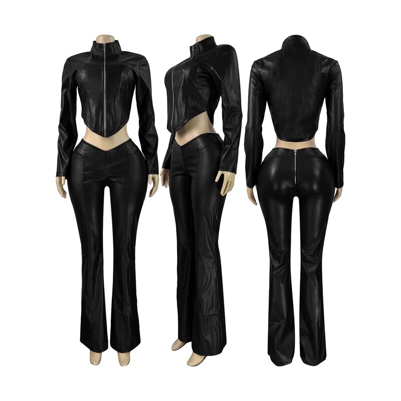 Two Piece Set Women Factory - Sexy Faux Fur Backless Top Leggings