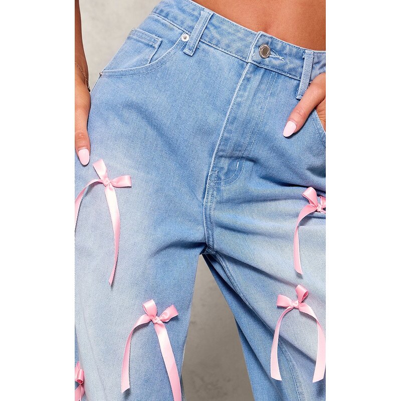 Denim Pants Women Factory - 2025 Fall Winter Feathers Decoration Wide