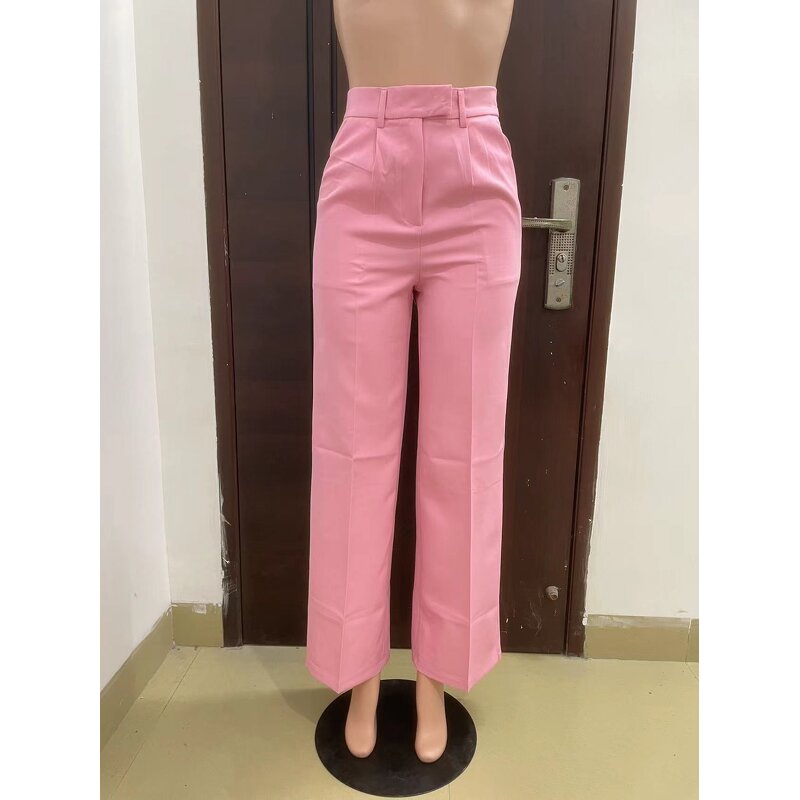 Pants Women Manufacturer - Loose Straight Solid Color High Waist