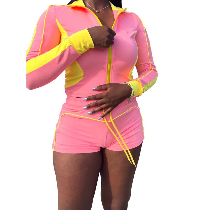 Sportswear Sets Women Factory - Custom Logo Contrast Color Tracksuit