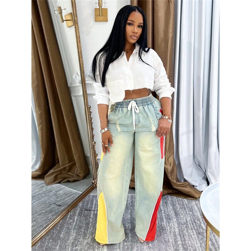 Jean Pants Women Factory - 2025 Pink Bow Button High Waist Denim