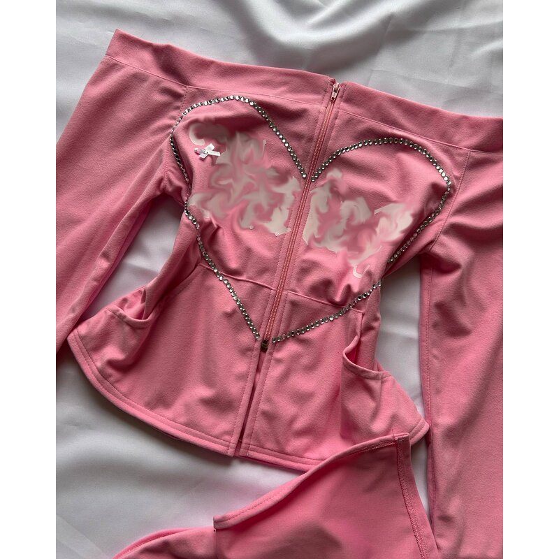 Two Piece Set Women Manufacturer - Trendy Pu Crop Jacket Long Pants