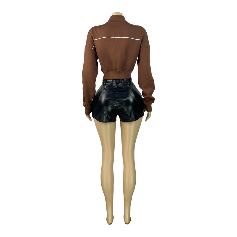 Leather Jacket Women Manufacturer - Fall Pu Leather Crop Coat Sexy