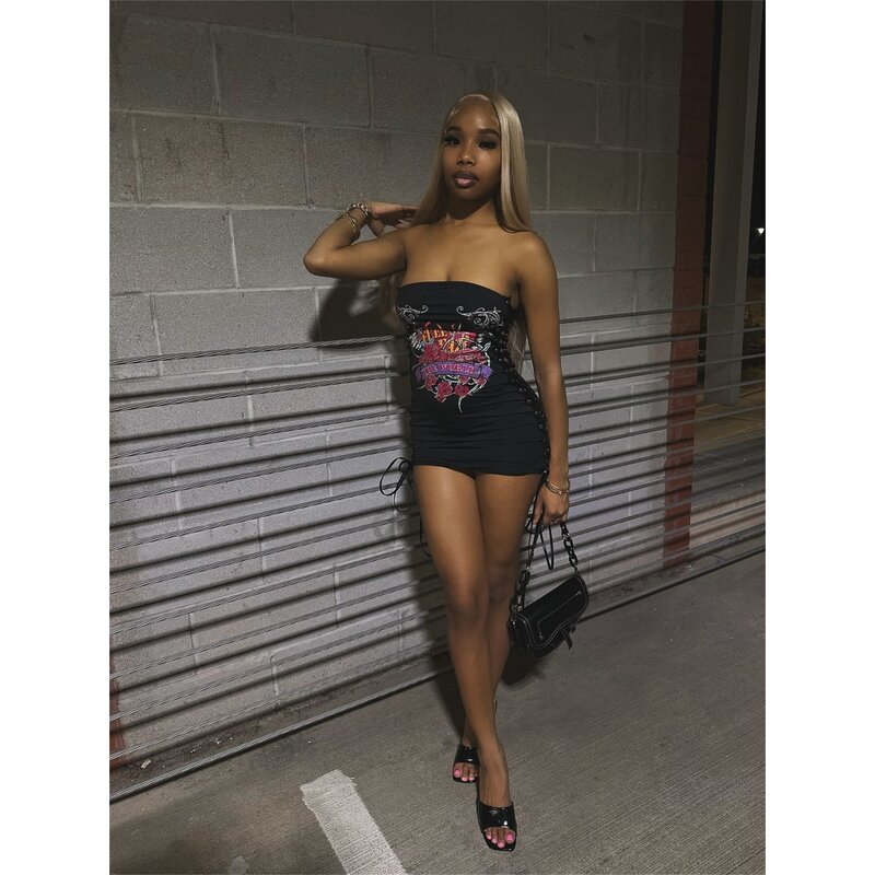 Club Dress Women Manufacturer - 2025 Summer Slim Print Sling Mini