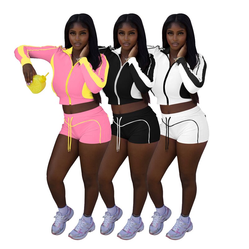 Sportswear Sets Women Factory - Custom Logo Contrast Color Tracksuit