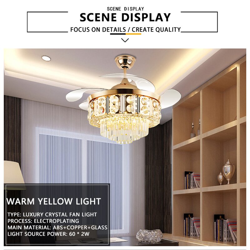 Ceiling Fan Light Factory - Wholesale 42 48 Inch Luxury Crystal LED