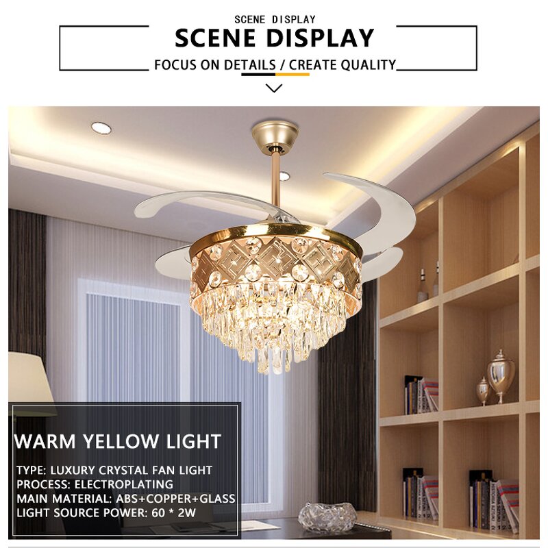 Ceiling Fan Manufacturer - 42 Inch Folding Blades LED 3 Colors Remote