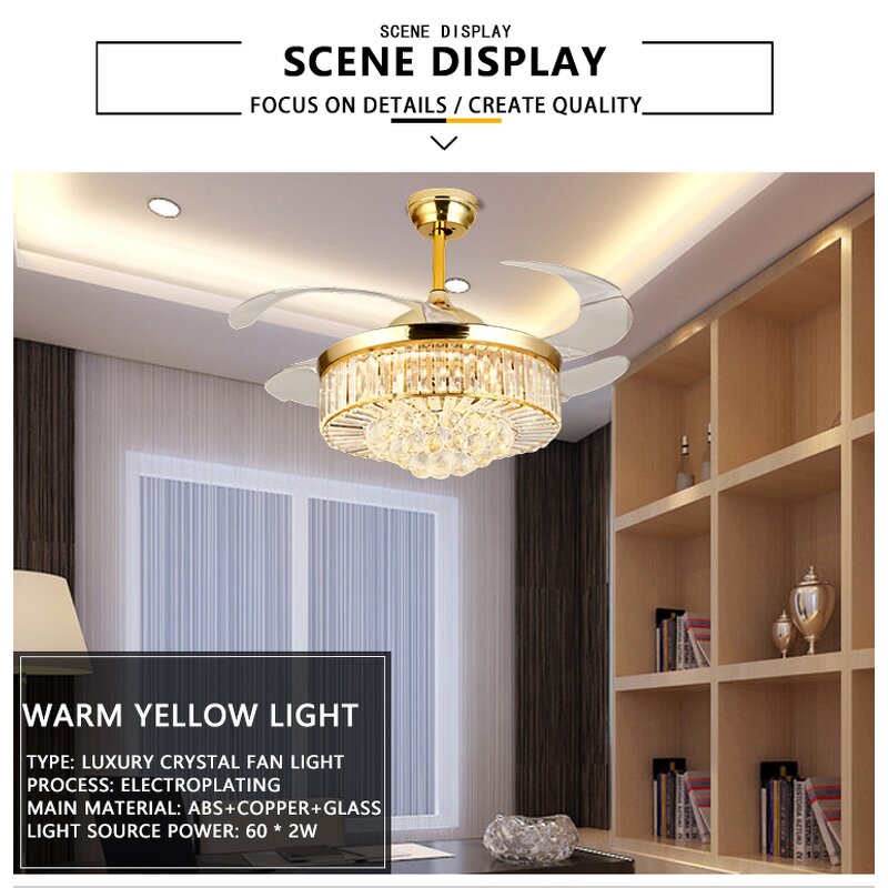 Ceiling Fans Manufacturer - Modern ABS Blades Retractable LED Light Remote