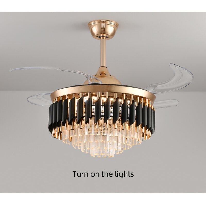 LED Ceiling Fan Factory - Luxury Crystal Remote Control 110V Pendant