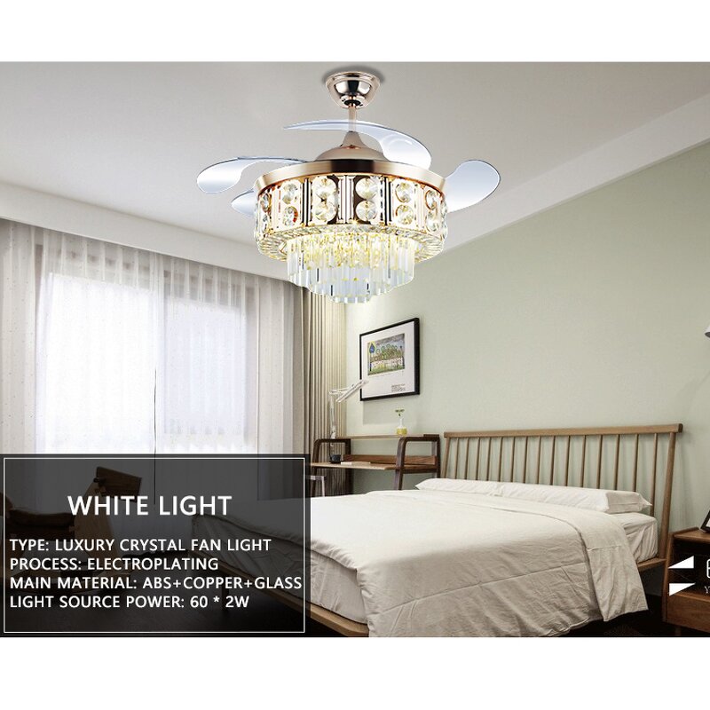 Ceiling Fan Light Factory - Wholesale 42 48 Inch Luxury Crystal LED