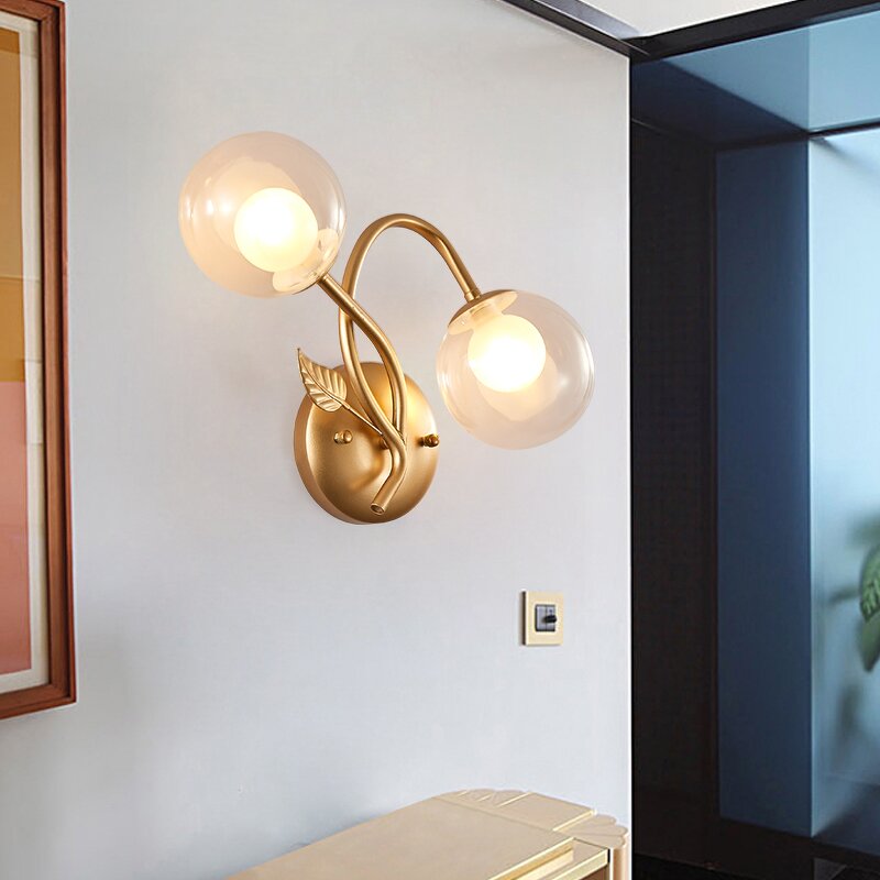 LED Wall Lamp Manufacturer - Nordic Minimalist E27 Bulb Luxury Glass Iron