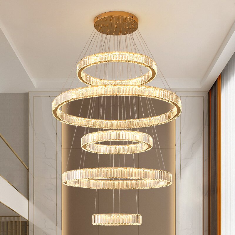 Crystal Chandelier Manufacturer - Luxury Duplex High Hollow Adjustable Height