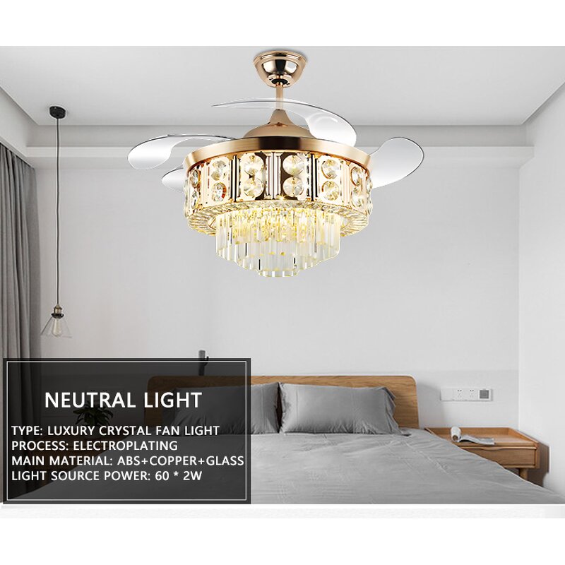 Ceiling Fan Light Factory - Wholesale 42 48 Inch Luxury Crystal LED