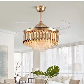 LED Ceiling Fan Lamp Factory - Customized Crystal Remote Control Indoor